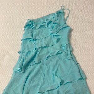 Blue ruffled mini dress